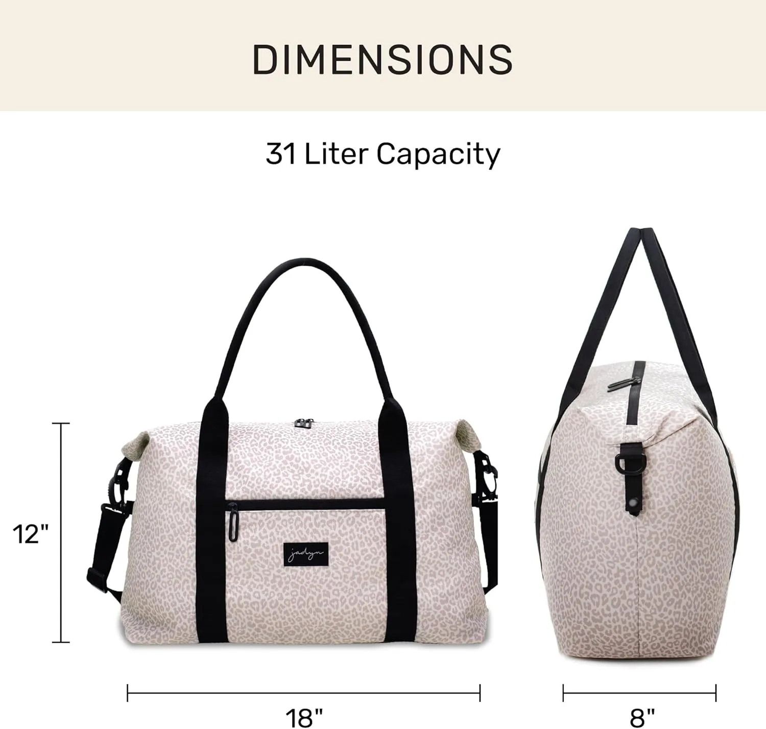 Jadyn Lola Travel Bag, Weekender/Overnight Duffel, Gym Tote Bag for Women, Men