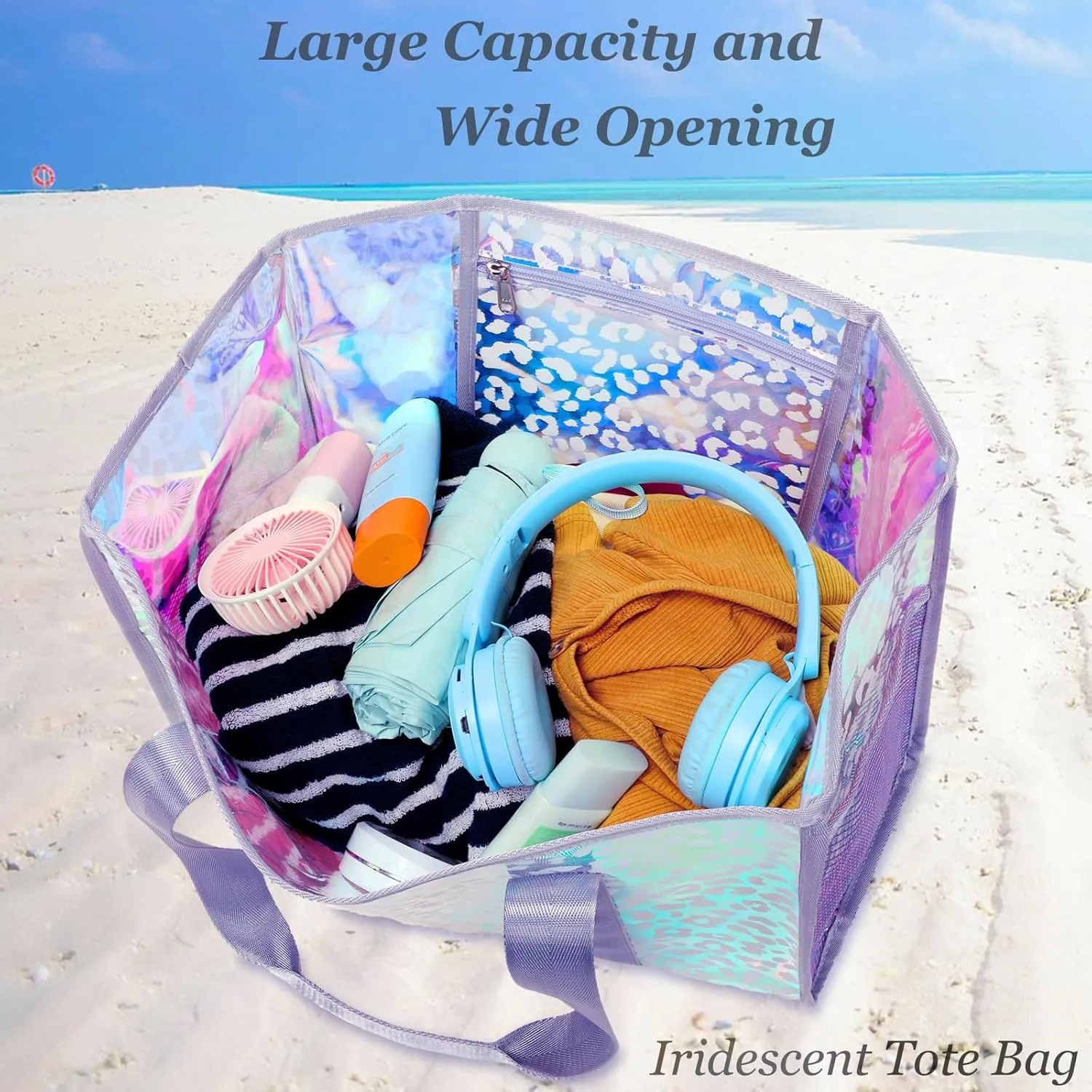 JIANYA Beach Bag, Tip-Proof Waterproof Pool Bag Shoulder Bag with Pockets for Work, Travel, Gym, Beach & Pool