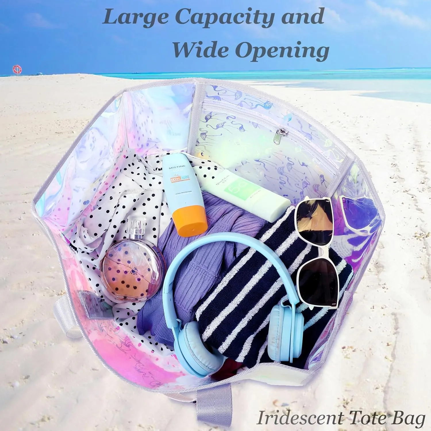 JIANYA Beach Bag, Tip-Proof Waterproof Pool Bag Shoulder Bag with Pockets for Work, Travel, Gym, Beach & Pool