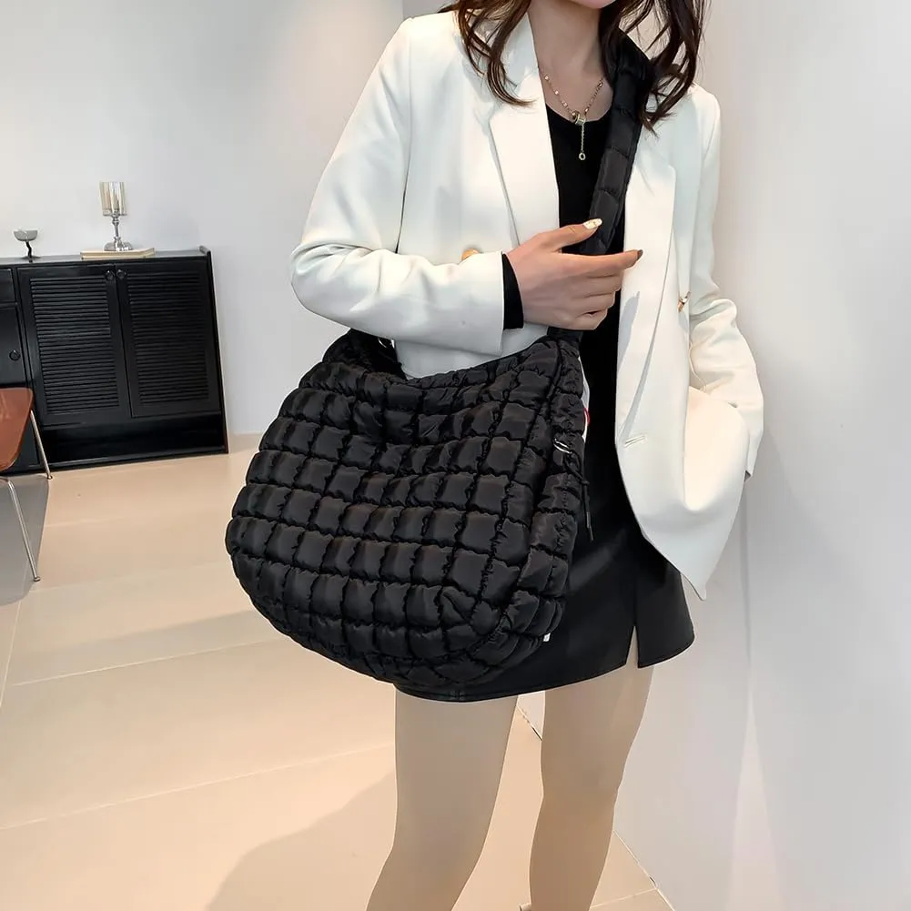 Juoxeepy Quilted Tote Crossbody Women's Puffy Hobo Bag with Padding