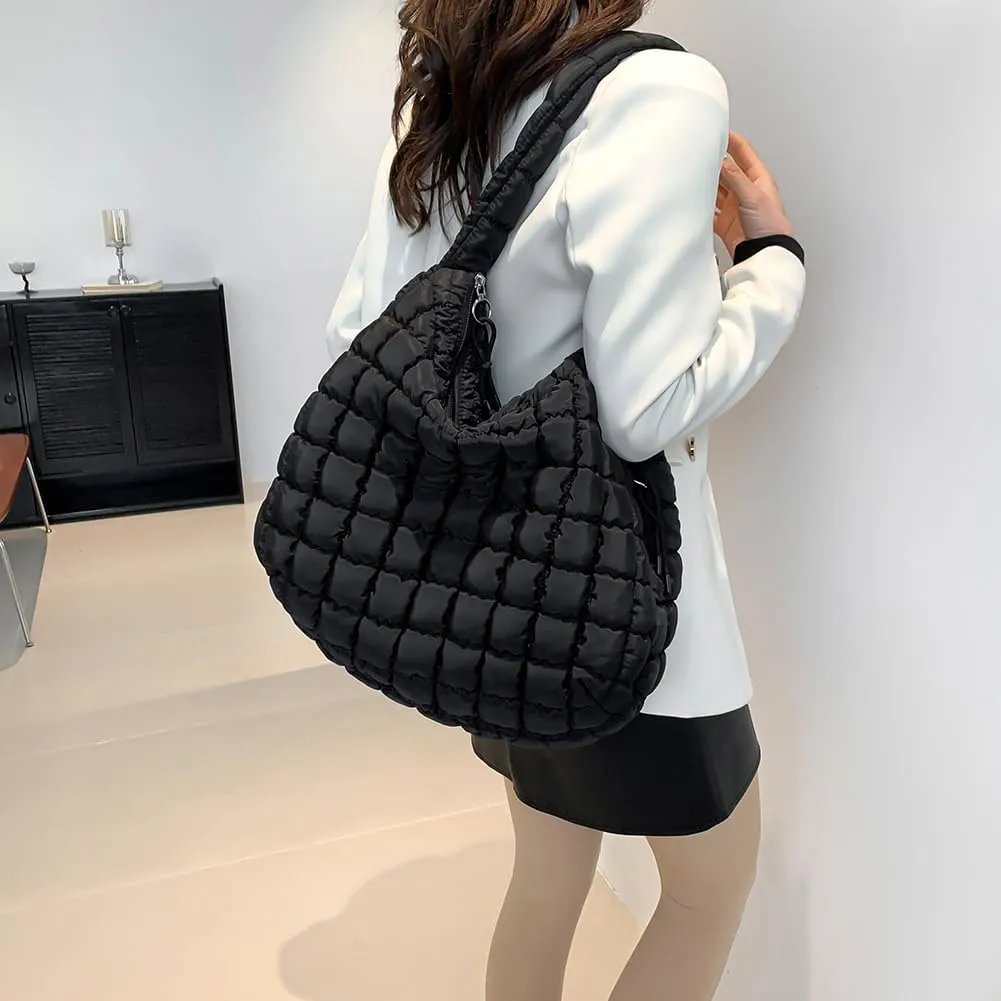 Juoxeepy Quilted Tote Crossbody Women's Puffy Hobo Bag with Padding