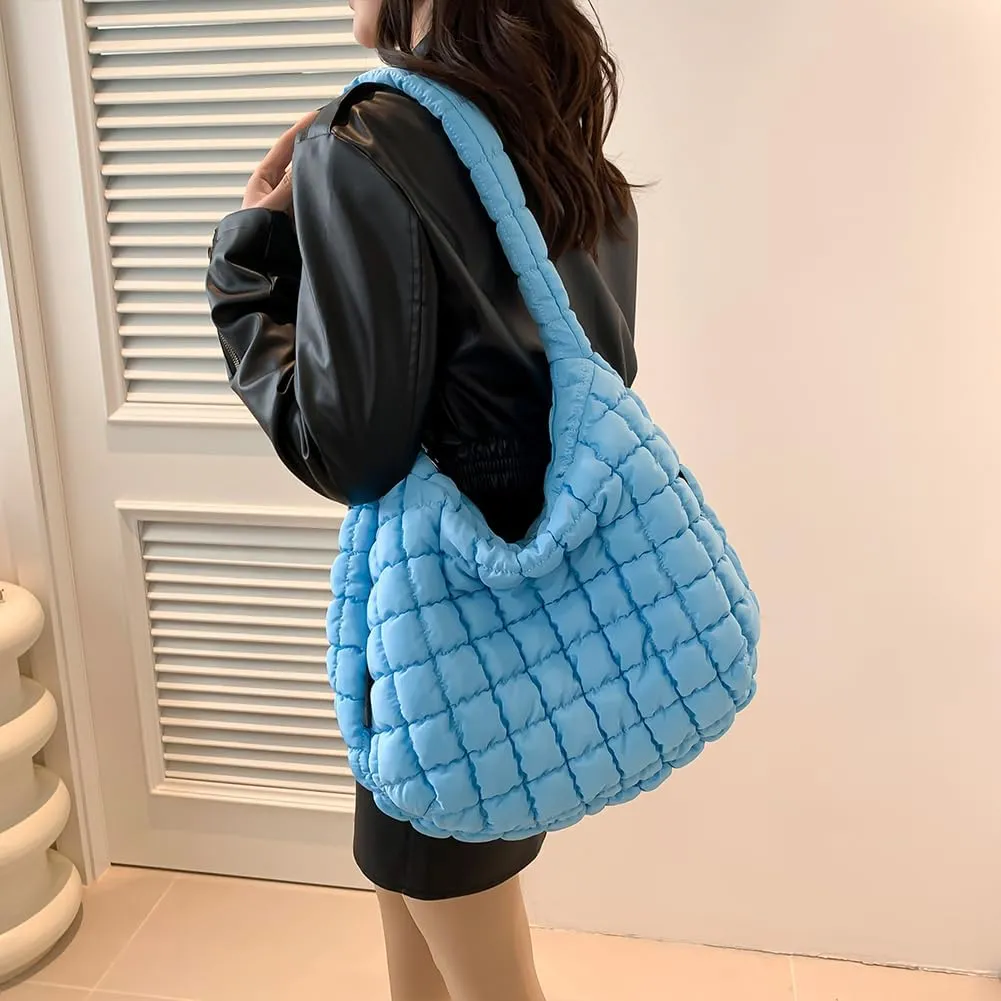 Juoxeepy Quilted Tote Crossbody Women's Puffy Hobo Bag with Padding