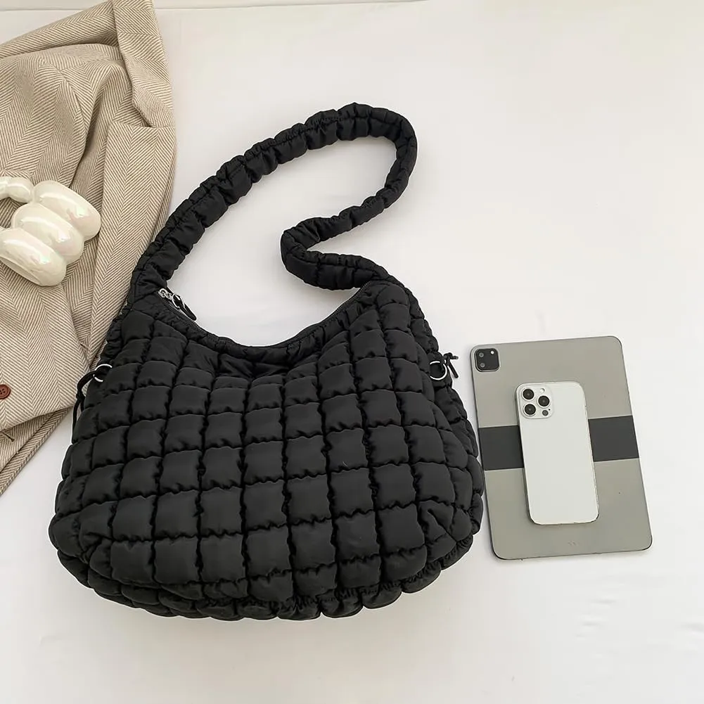 Juoxeepy Quilted Tote Crossbody Women's Puffy Hobo Bag with Padding