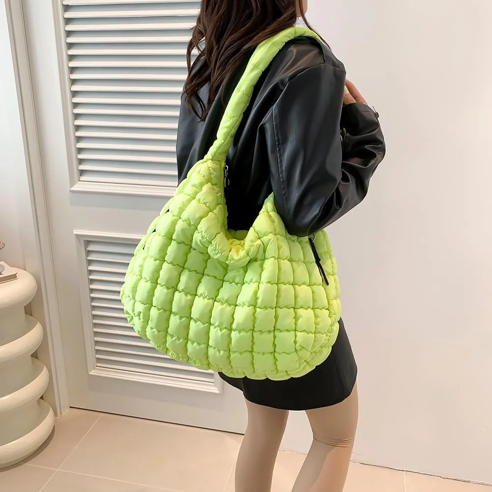 Juoxeepy Quilted Tote Crossbody Women's Puffy Hobo Bag with Padding