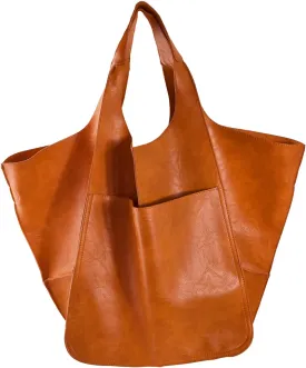 KlaOYer Oversized Leather Tote Bag Huge Capacity Work Hobo Pu Leather Bucket Purse And Handbag Large Soft Travel Shopping Bag