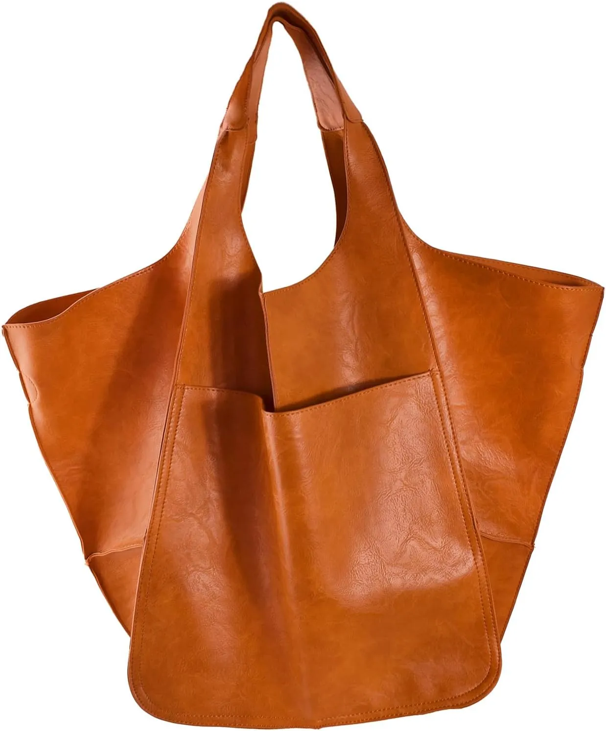 KlaOYer Oversized Leather Tote Bag Huge Capacity Work Hobo Pu Leather Bucket Purse And Handbag Large Soft Travel Shopping Bag