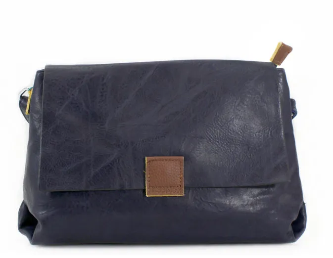 Leather look two-tone cross body bag