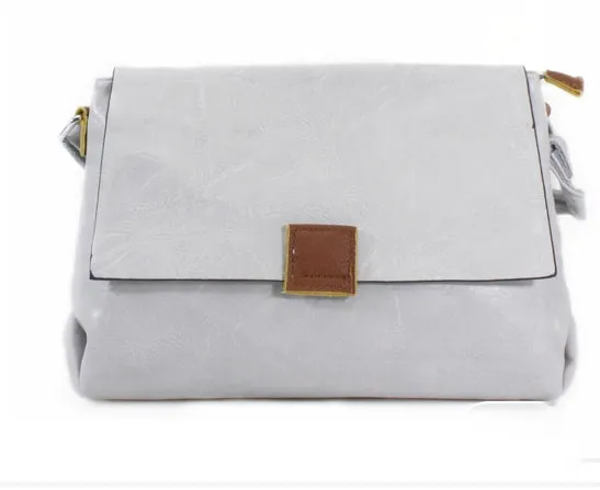 Leather look two-tone cross body bag