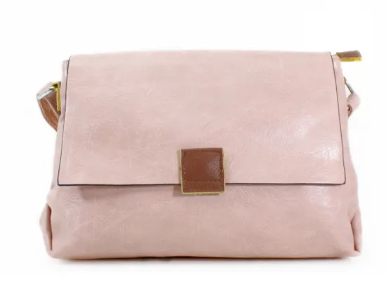 Leather look two-tone cross body bag