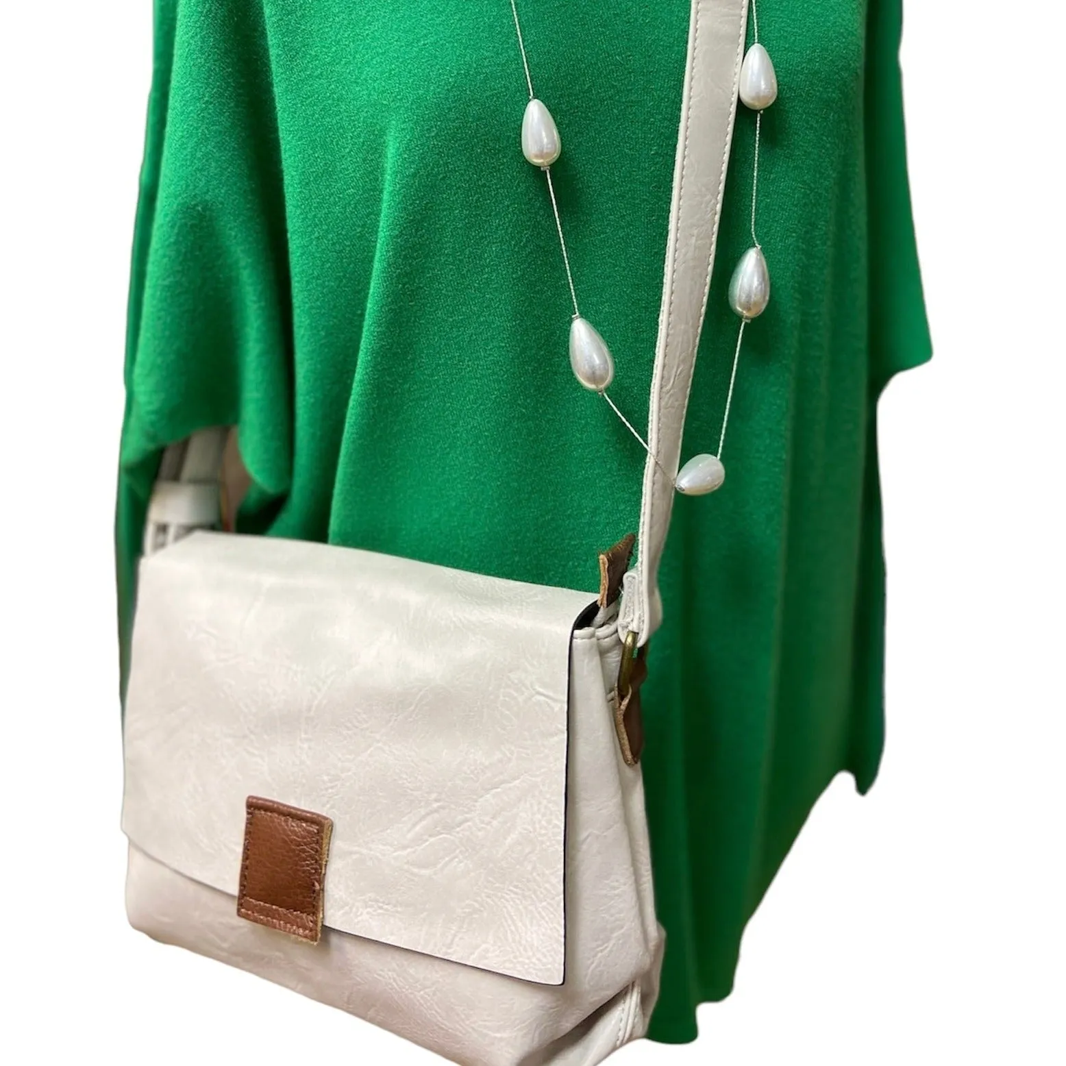 Leather look two-tone cross body bag