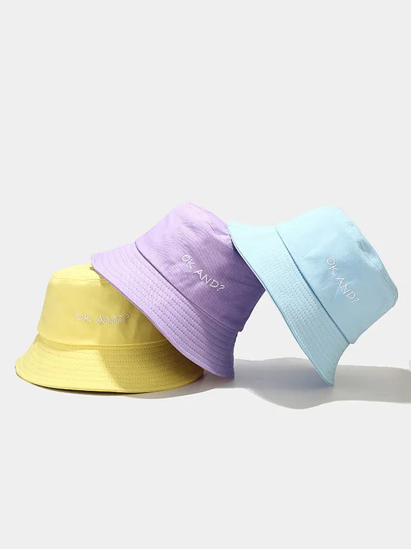 Letter Embroidered Bucket Hat
