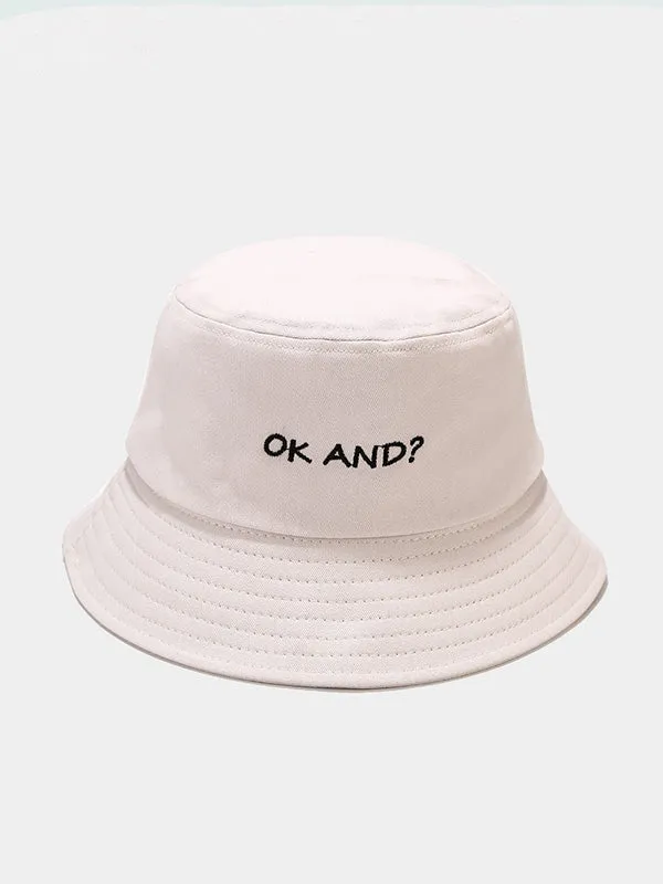 Letter Embroidered Bucket Hat