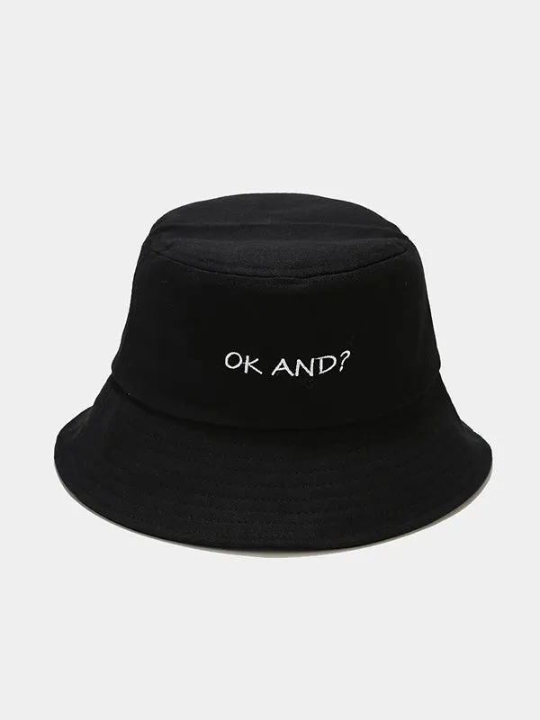 Letter Embroidered Bucket Hat