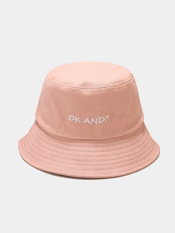Letter Embroidered Bucket Hat