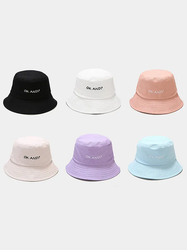 Letter Embroidered Bucket Hat