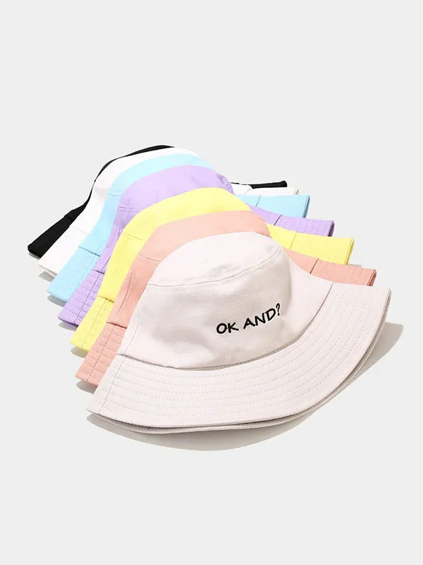 Letter Embroidered Bucket Hat