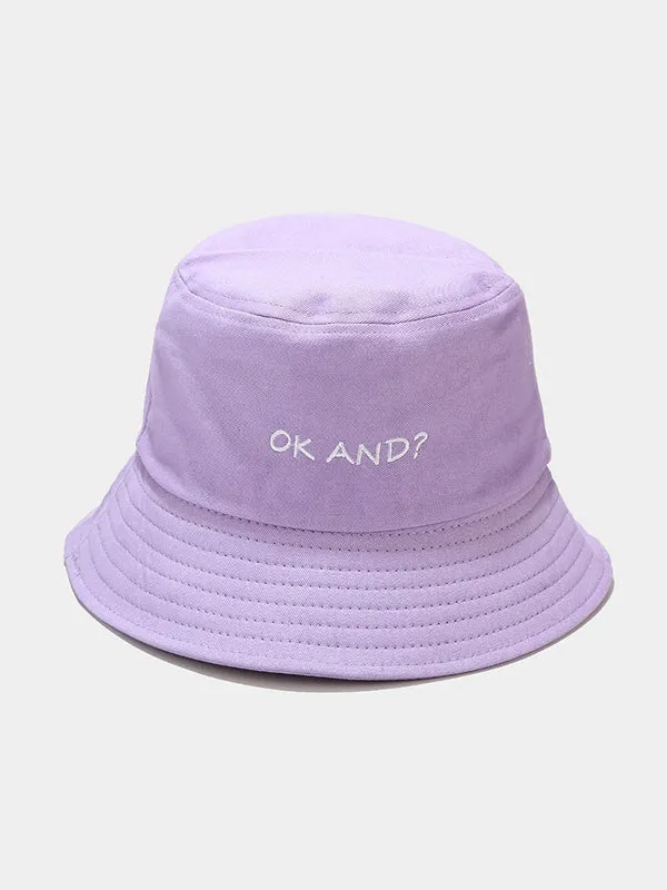 Letter Embroidered Bucket Hat