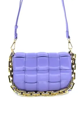 Lilac Gold Chain Quilted Crossbody Bag