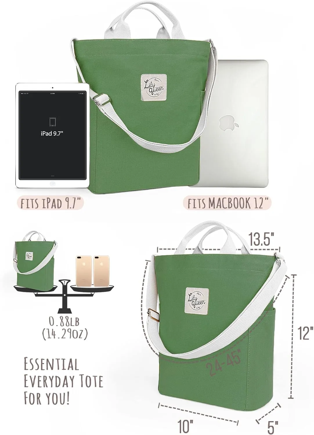 Lily queen Women Canvas Tote Handbags Casual Shoulder Work Bag Crossbody