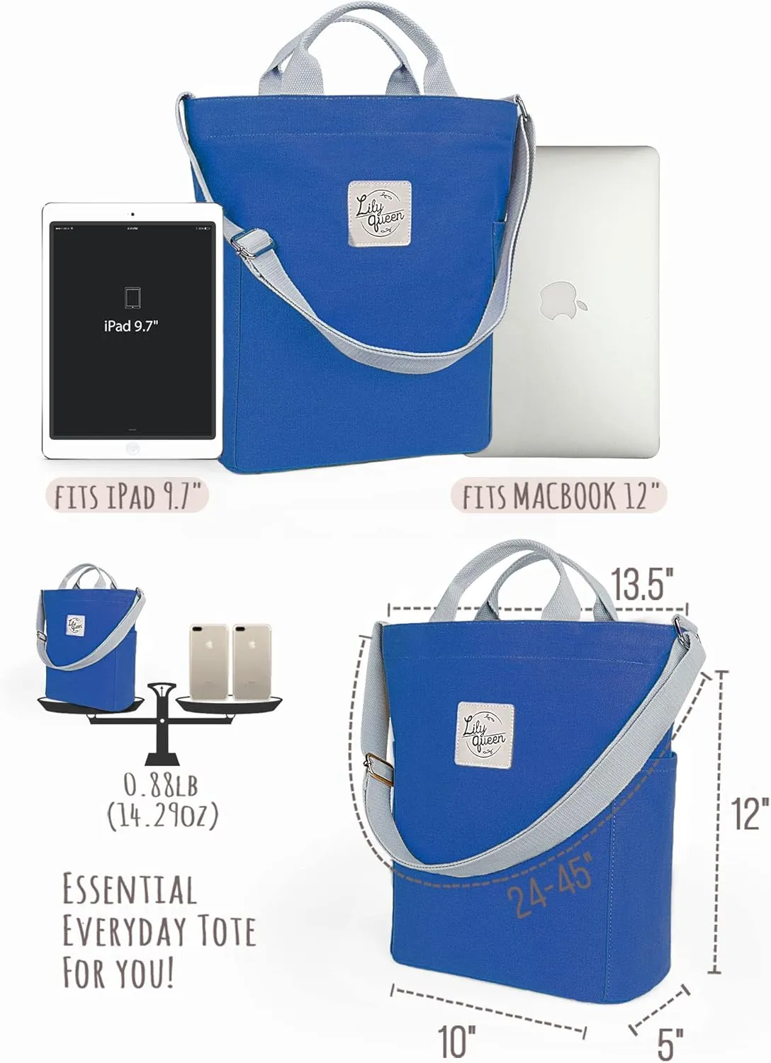 Lily queen Women Canvas Tote Handbags Casual Shoulder Work Bag Crossbody