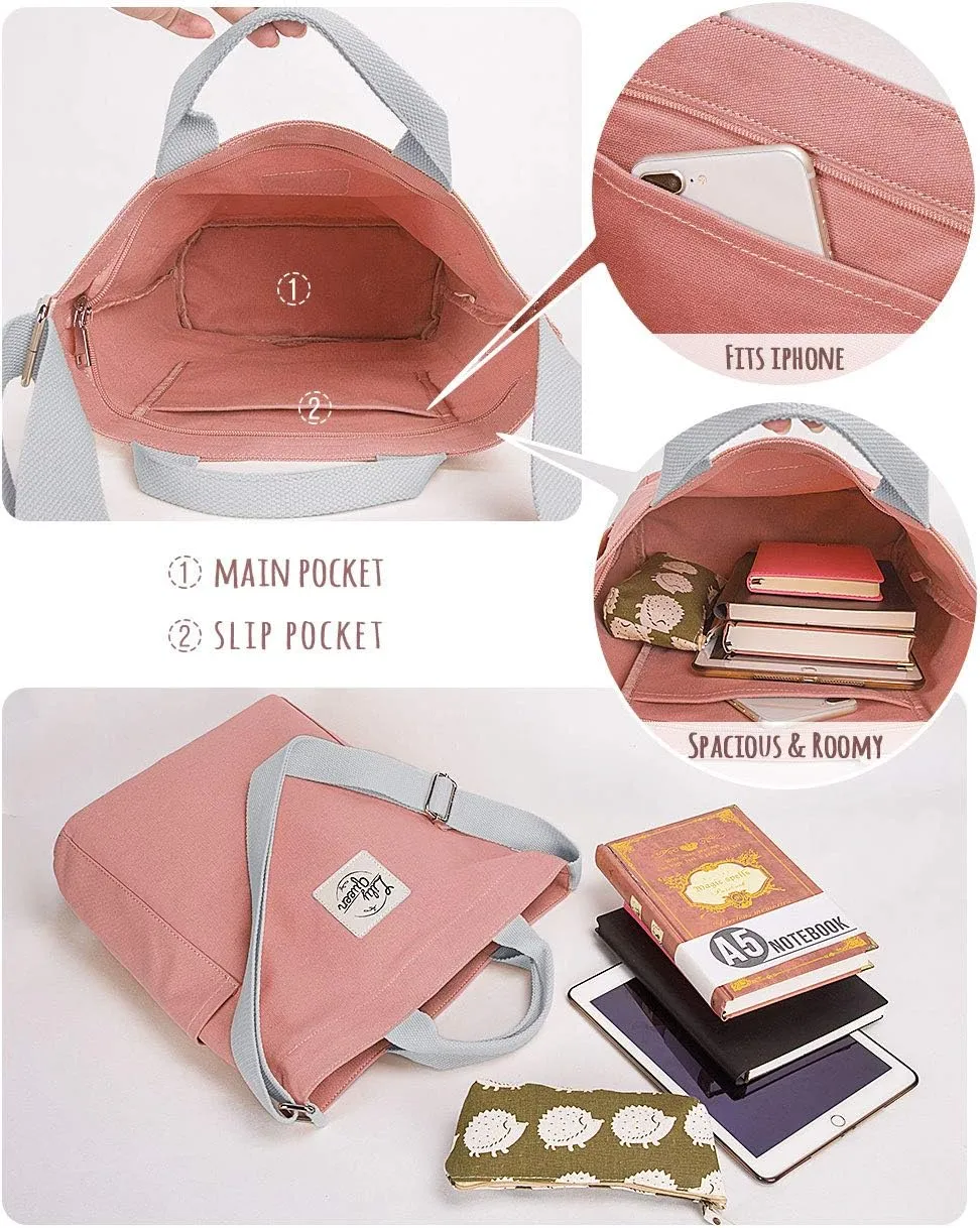 Lily queen Women Canvas Tote Handbags Casual Shoulder Work Bag Crossbody