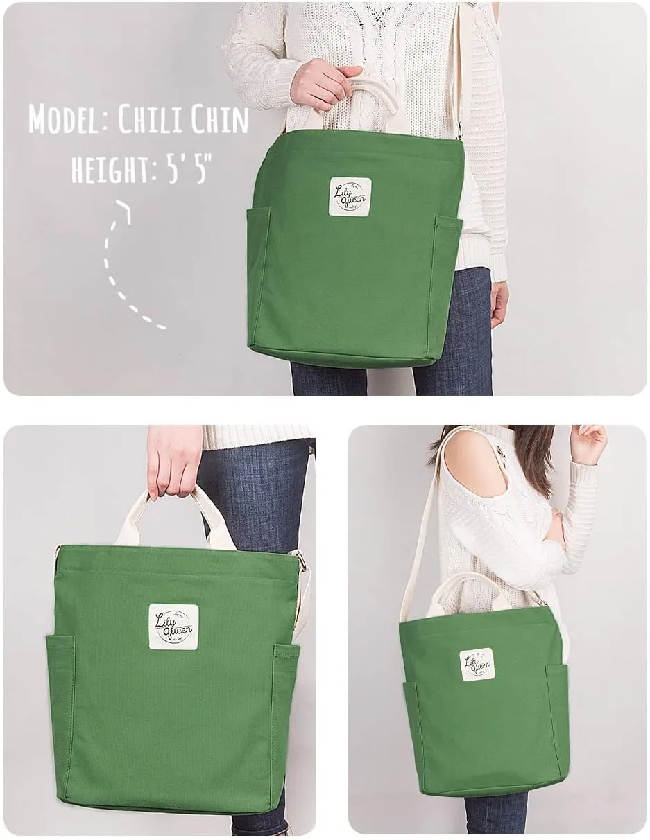 Lily queen Women Canvas Tote Handbags Casual Shoulder Work Bag Crossbody