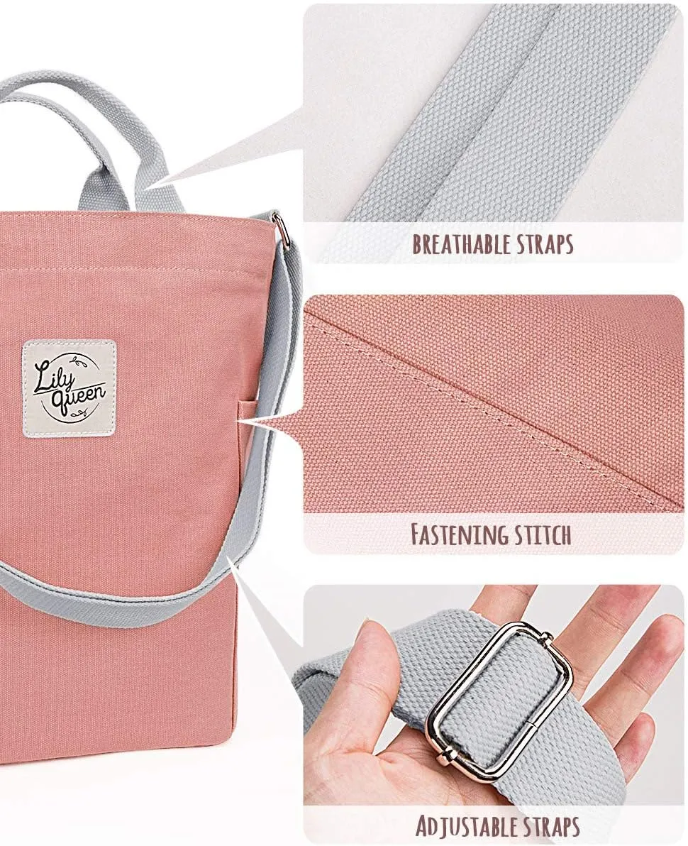 Lily queen Women Canvas Tote Handbags Casual Shoulder Work Bag Crossbody