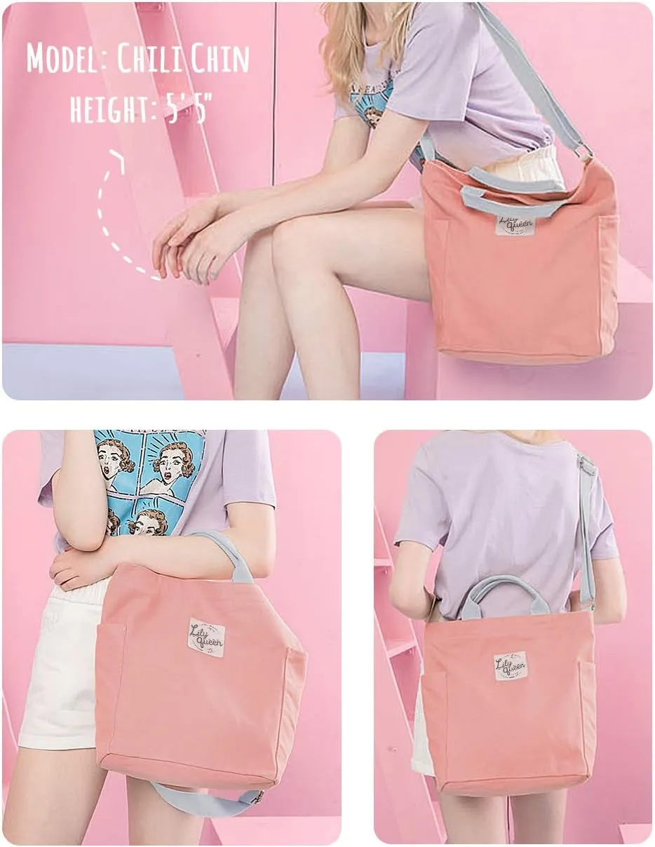Lily queen Women Canvas Tote Handbags Casual Shoulder Work Bag Crossbody