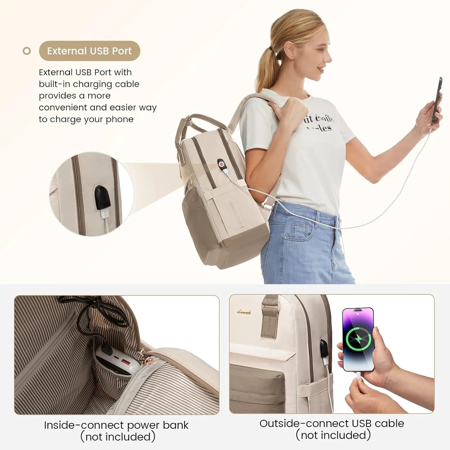 LOVEVOOK Laptop Backpack for Women 15.6 Inch,Cute Backpack Laptop Bag with USB Port,Waterproof Travel Backpack Purse Teacher Nurse Bag Fashion Computer Bag for Work