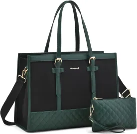 LOVEVOOK Laptop Bag for Women 15.6 inch Canvas Laptop Tote Bag, Large Capacity Work Bags with Clutch Purse, Computer Bags Office Business Briefcase, Casual Handbag for Travel College Teacher