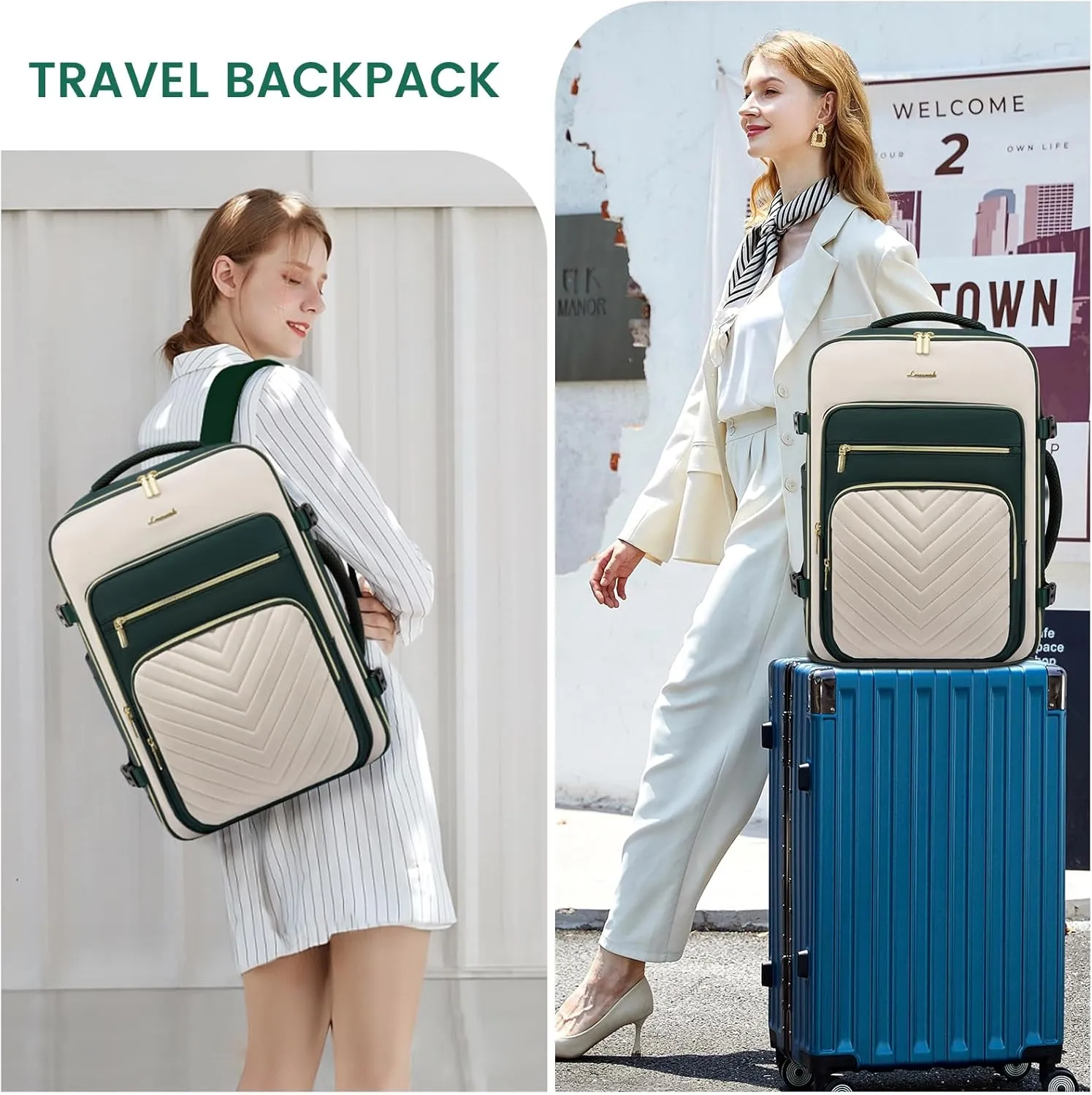 LOVEVOOK Large Travel Backpack for Women, Carry On Bag Flight Approved, 40L TSA Personal Item Travel Bag with 3 Packing Cubes, Waterproof 17 Inch Laptop Hiking Casual Backpack