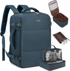 LOVEVOOK Travel Backpack for Women, Carry On Backpack Flight Approved with 3 Packing Cubes,TSA Personal Item Travel Bag Fits 15.6 Laptop,Weekender Hiking Business Luggage Daypack Dark Blue Green