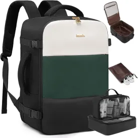 LOVEVOOK Travel Backpack for Women, Carry On Backpack Flight Approved with 3 Packing Cubes,TSA Personal Item Travel Bag Fits 15.6 Laptop,Weekender Hiking Business Luggage Daypack