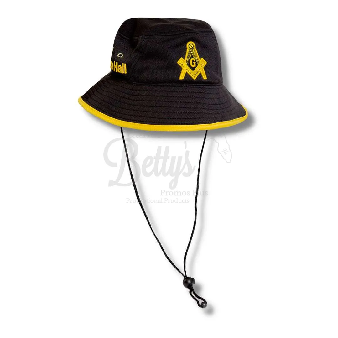 Mason Masonic Prince Hall Embroidered Bucket Hat with Drawstring