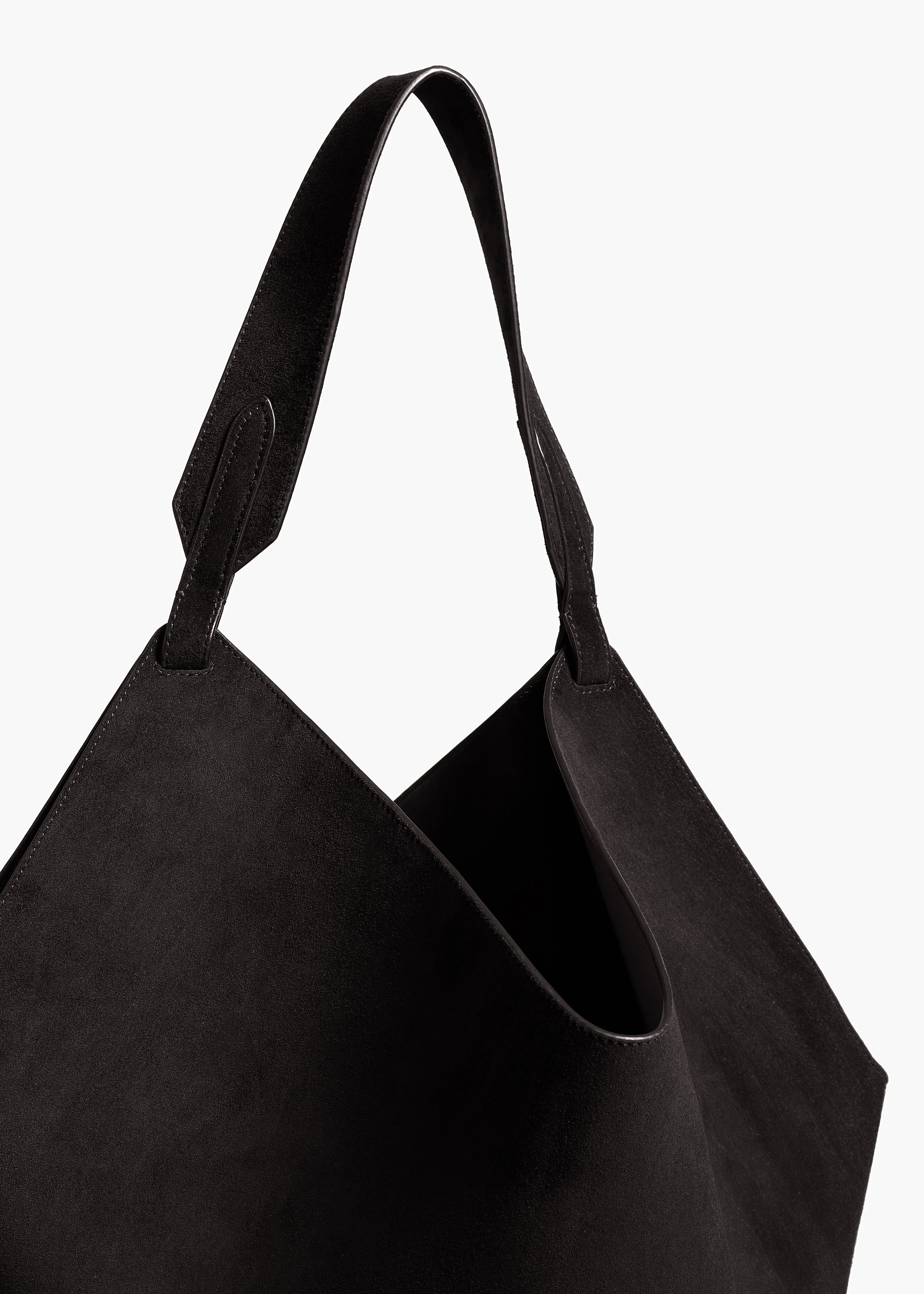 Medium Lotus Tote in Black Suede