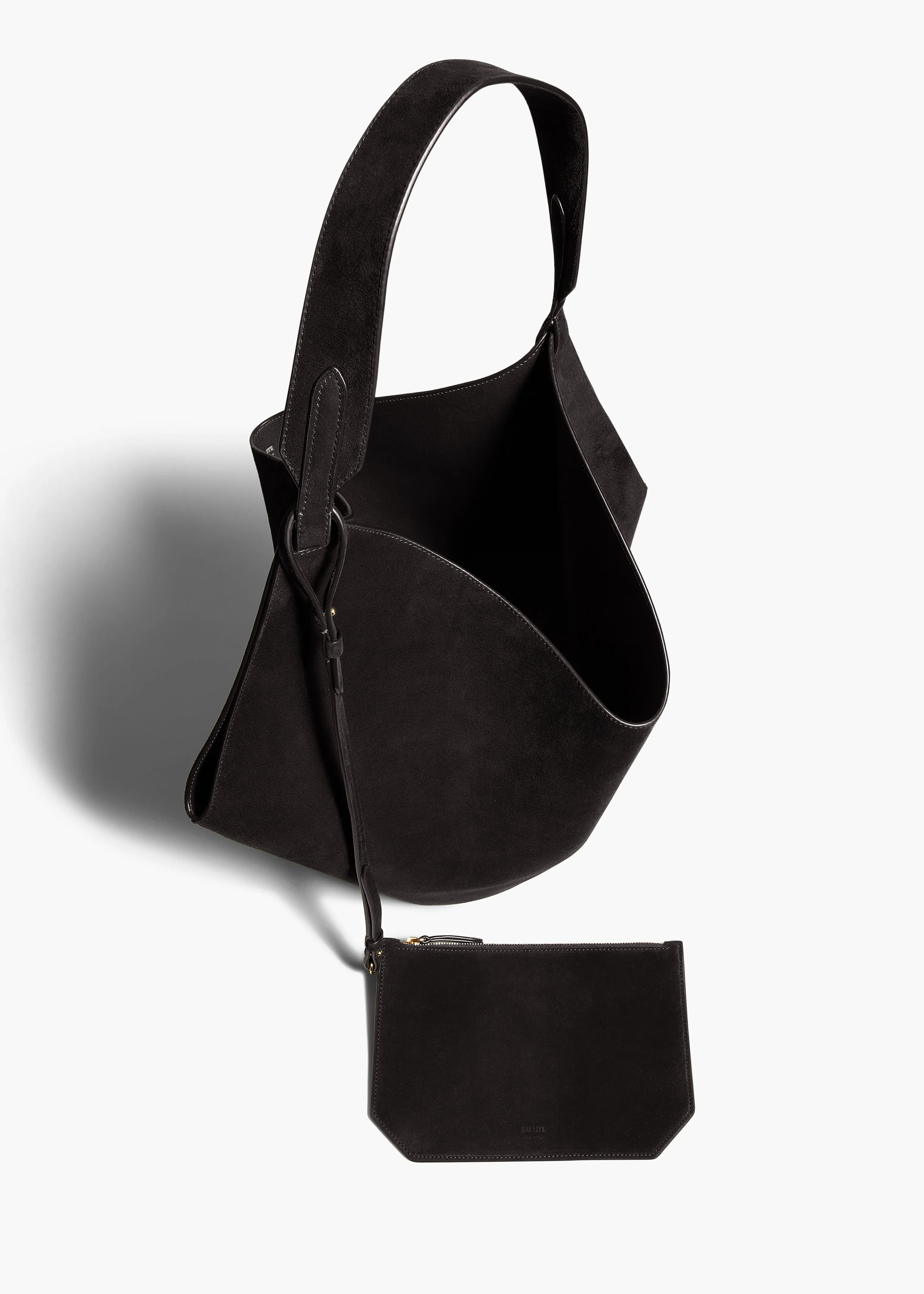 Medium Lotus Tote in Black Suede