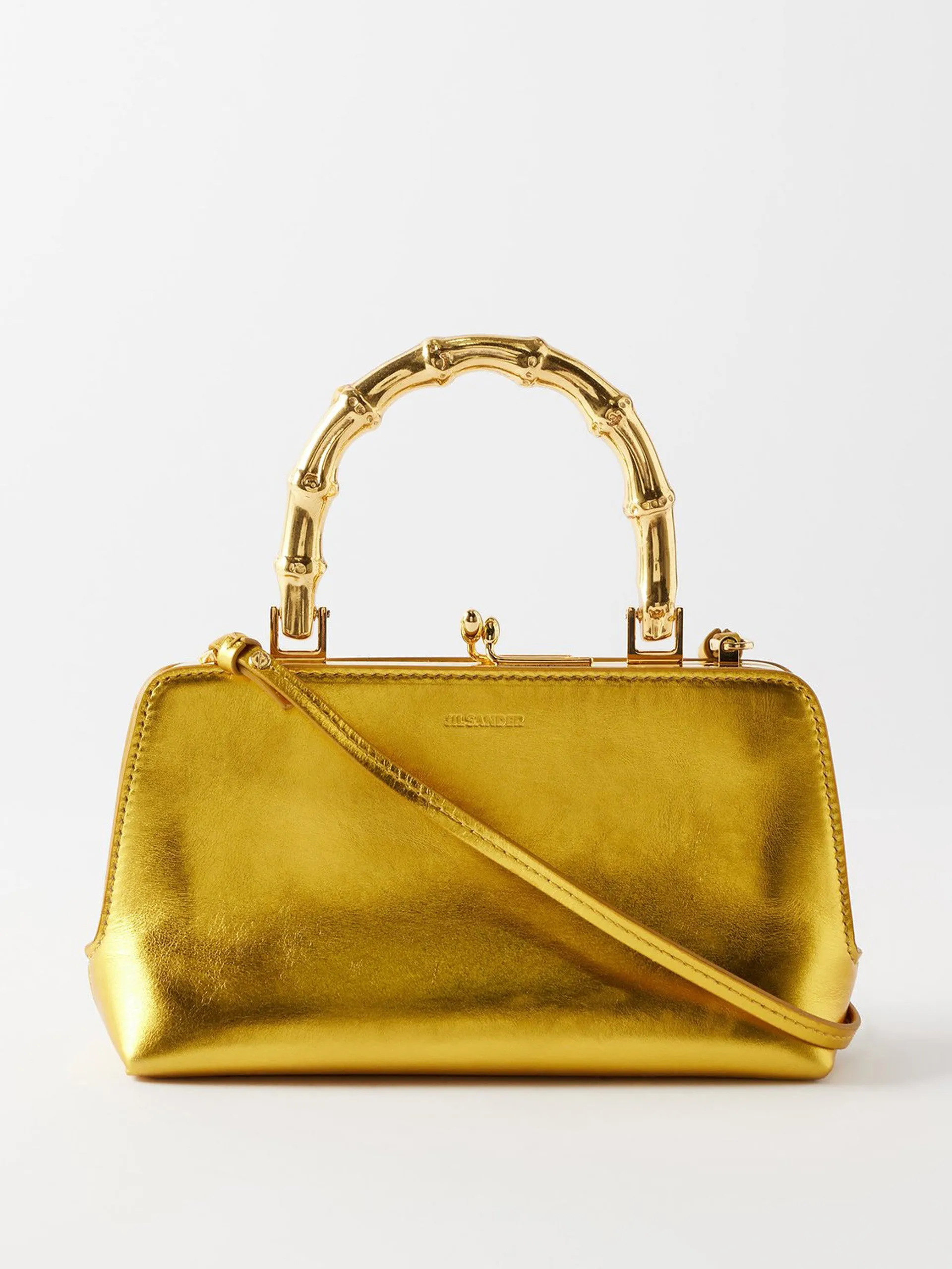 Metallic leather handbag