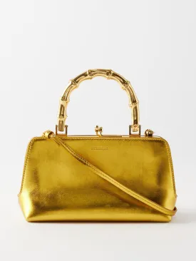 Metallic leather handbag