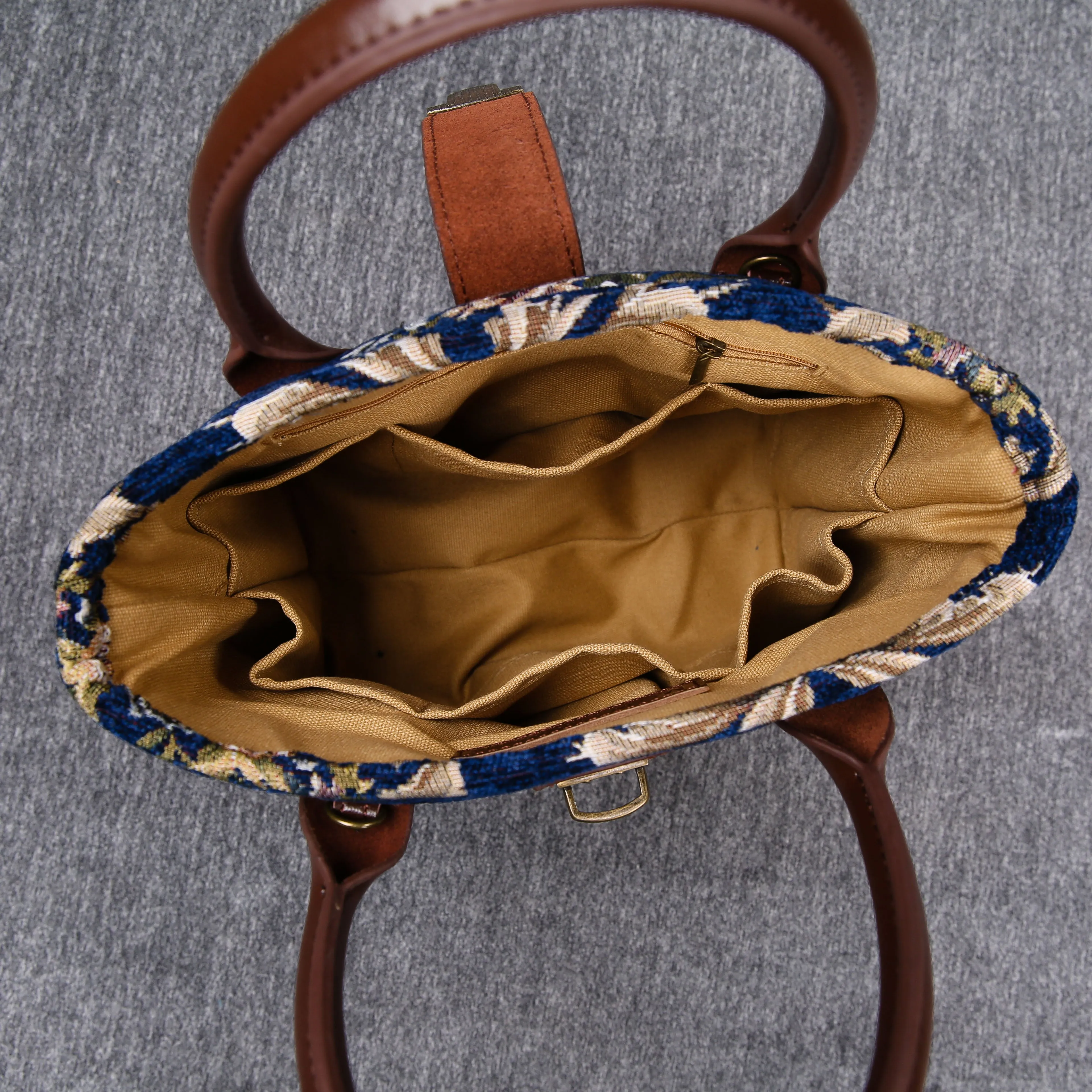 Mini Carpet Tote Floral Blue