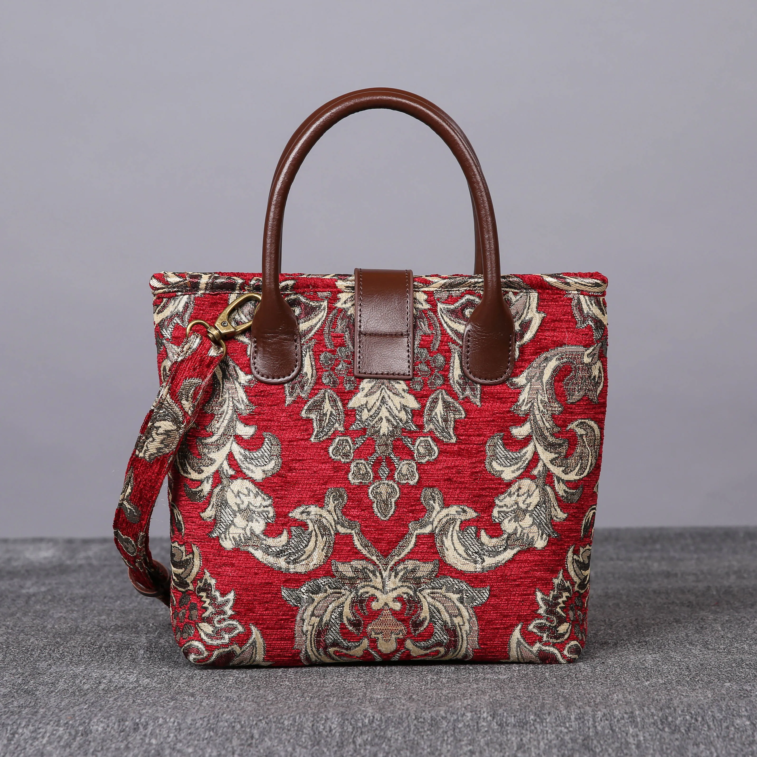 Mini Carpet Tote Victorian Blossom Red/Gold