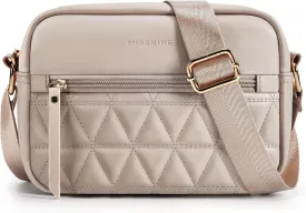 Missnine Small Crossbody Purse Women Quilted Crossbody Bags Soft Leather Shoulder Handbags with Adjustable Strap