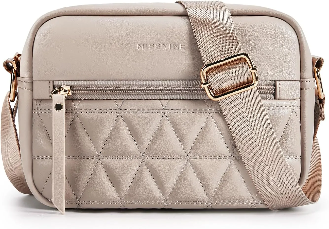 Missnine Small Crossbody Purse Women Quilted Crossbody Bags Soft Leather Shoulder Handbags with Adjustable Strap