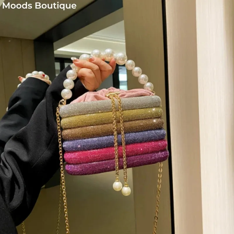 MOODS Boutique Dazzling Pearl Beads Evening Clutch