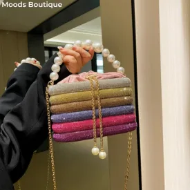 MOODS Boutique Dazzling Pearl Beads Evening Clutch