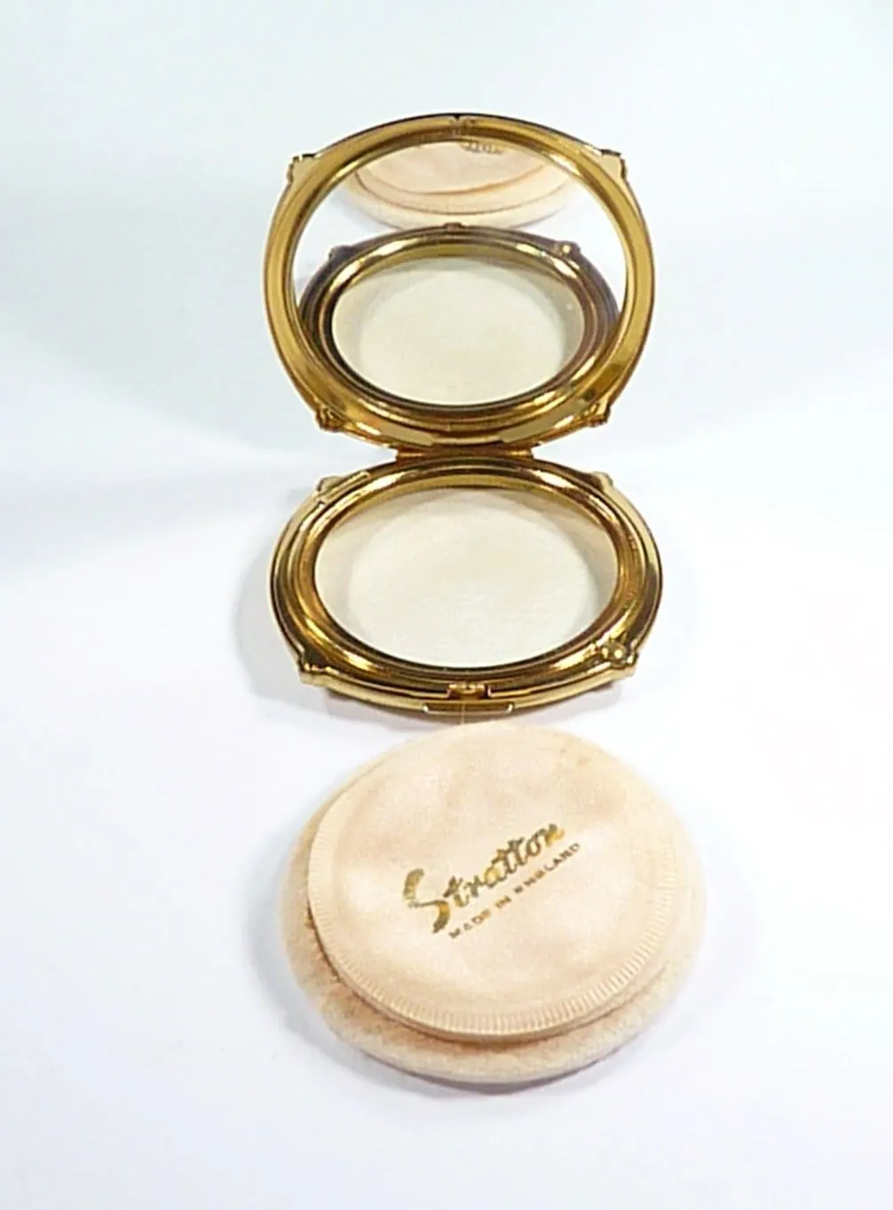Mother Of Pearl Stratton Cushion Convertible Powder Compact 1960s