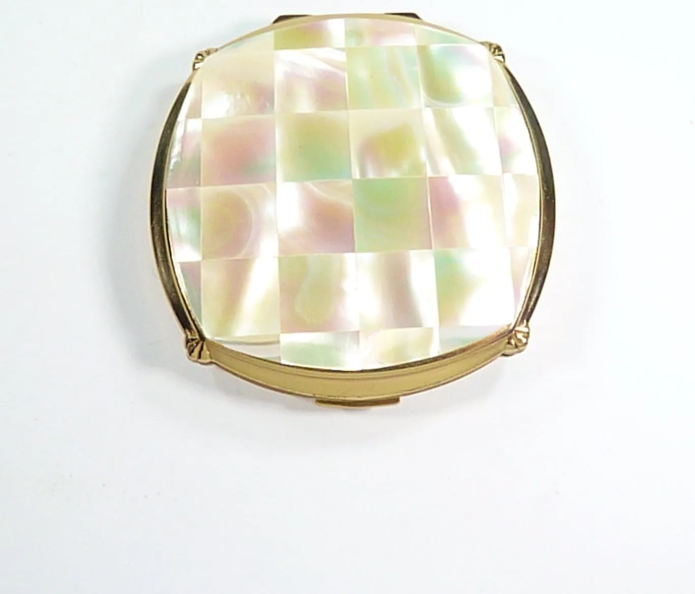 Mother Of Pearl Stratton Cushion Convertible Powder Compact 1960s