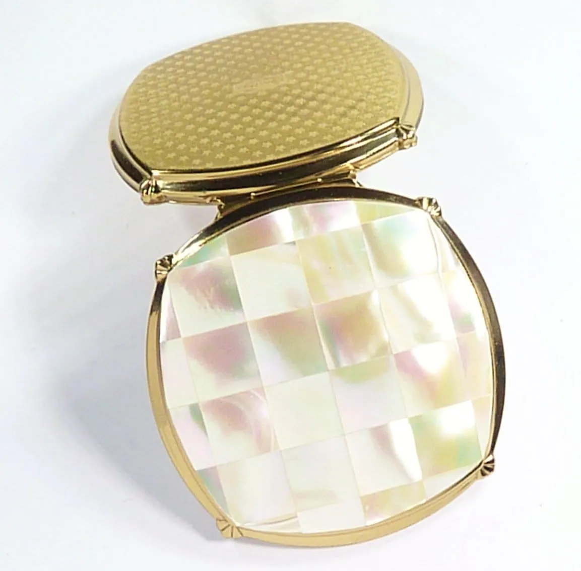 Mother Of Pearl Stratton Cushion Convertible Powder Compact 1960s