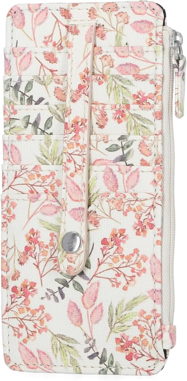 Mundi Slim Organizer for Women Multi Credit Card Holder Case with Zipper Pocket and ID Window Long Compact Small Ladies Wallet in Boho Floral