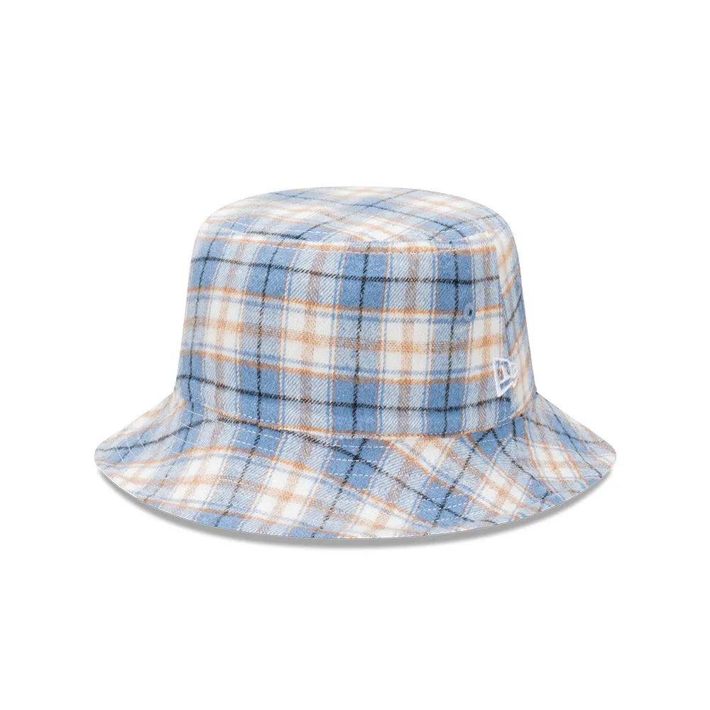 New Era Bucket Reversible Plaid Washed Denim Sky Blue
