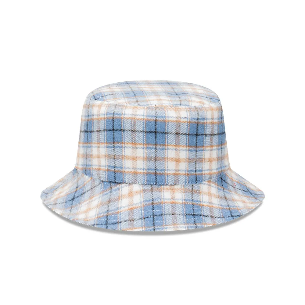 New Era Bucket Reversible Plaid Washed Denim Sky Blue